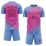 Custom Name and Number Soccer Jersey - Personalized Light Blue Pink-Black Sublimation Team Uniform Personalized Light Blue