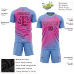 Custom Name and Number Soccer Jersey - Personalized Light Blue Pink-Black Sublimation Team Uniform Personalized Light Blue