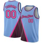 Custom Name Number Authentic City Edition Basketball Jersey Light Blue Pink Black Triangle Pinstripes Personalized Light