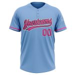 Custom Two-Button Light Blue Pink-Black Unisex Softball Jersey with Name and Number - Personalized Team Apparel Personalized