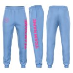 Custom Team Name and Number Personalized Fleece Jogger Sweatpants Light Blue Pink Personalized Light Blue Pink Fleece Jogger