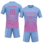 Custom Name Number Volleyball Uniform Jersey Light Blue Pink Geometric Design Sublimation Team Apparel Personalized Light