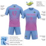Custom Name Number Volleyball Uniform Jersey Light Blue Pink Geometric Design Sublimation Team Apparel Personalized Light