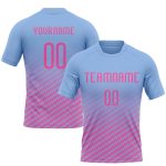 Custom Name Number Volleyball Uniform Jersey Light Blue Pink Geometric Design Sublimation Team Apparel Personalized Light