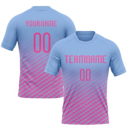 Custom Name Number Volleyball Uniform Jersey Light Blue Pink Geometric Design Sublimation Team Apparel Personalized Light