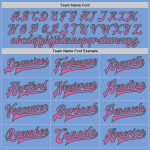 Custom Team Name Number Varsity Jacket Light Blue Pink Kelly Green Bomber Full-Snap Personalized Light Blue Pink-Kelly Green