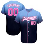 Custom Name and Number Light Blue Pink-Navy Fashion Baseball Jersey - Personalized Authentic Fade Design Personalized Light