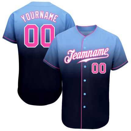Custom Name and Number Light Blue Pink-Navy Fashion Baseball Jersey - Personalized Authentic Fade Design Personalized Light