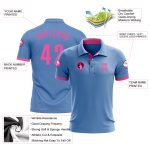 Custom Name and Number Light Blue Pink Performance Golf Polo Shirt - Personalized Team Apparel Personalized Light Blue Pink