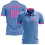 Custom Name and Number Light Blue Pink Performance Golf Polo Shirt - Personalized Team Apparel Personalized Light Blue Pink