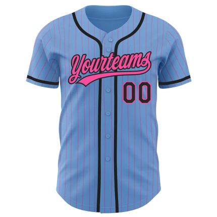 Custom Baseball Jersey with Personalized Name and Number - Light Blue Pink Pinstripe Authentic Team Gear Personalized Light