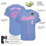 Custom Team Baseball Jersey - Personalized Light Blue Pink Pinstripe with Name and Number - Authentic Design Personalized