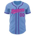 Custom Baseball Jersey with Personalized Name & Number - Light Blue Pink Pinstripe Purple Personalized Light Blue Pink Pinstripe