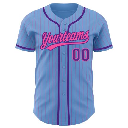 Custom Baseball Jersey with Personalized Name & Number - Light Blue Pink Pinstripe Purple Personalized Light Blue Pink Pinstripe