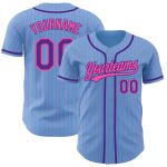 Custom Baseball Jersey with Personalized Name & Number - Light Blue Pink Pinstripe Purple Personalized Light Blue Pink Pinstripe