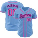 Custom Name Number Authentic Baseball Jersey - Light Blue Pink Purple Personalized Light Blue Pink-Purple Authentic Baseball