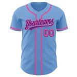 Custom Name Number Authentic Baseball Jersey - Light Blue Pink Purple Personalized Light Blue Pink-Purple Authentic Baseball