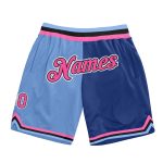Custom Basketball Shorts with Personalized Name and Number - Light Blue and Pink-Royal Throwback Fashion Design Personalized