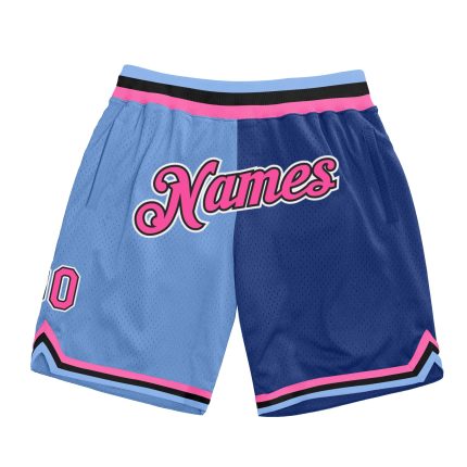 Custom Basketball Shorts with Personalized Name and Number - Light Blue and Pink-Royal Throwback Fashion Design Personalized