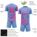 Custom Light Blue Pink Soccer Jersey with Personalized Name and Number - Team Uniform Personalized Light Blue Pink Sublimation