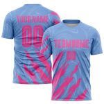 Custom Light Blue Pink Soccer Jersey with Personalized Name and Number - Team Uniform Personalized Light Blue Pink Sublimation