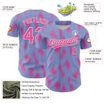 Custom Name and Number Baseball Jersey with Light Blue Pink-White 3D Halftone Dots Design - Personalized Team Apparel Personalized