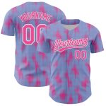 Custom Name and Number Baseball Jersey with Light Blue Pink-White 3D Halftone Dots Design - Personalized Team Apparel Personalized