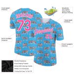 Custom Name and Number Tiger Performance T-Shirt - Personalized 3D Light Blue Pink-White Design Personalized Light Blue Pink-White