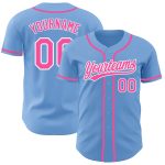 Custom Light Blue Pink White Baseball Jersey - Authentic Design Personalized Light Blue Pink-White Authentic Baseball Jersey