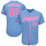 Custom Name and Number Baseball Jersey - Personalized Light Blue Pink-White Authentic Team Jersey Personalized Light Blue