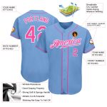 Custom Name and Number Baseball Jersey - Personalized Light Blue Pink-White Authentic Team Jersey Personalized Light Blue