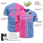 Custom Gradient Fashion Baseball Jersey - Personalized Light Blue Pink-White with Name and Number Personalized Light Blue