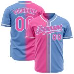 Custom Gradient Fashion Baseball Jersey - Personalized Light Blue Pink-White with Name and Number Personalized Light Blue