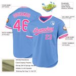 Custom Name and Number Light Blue Pink-White Authentic Throwback Baseball Jersey Personalized Light Blue Pink-White Authentic