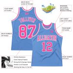 Custom Personalized Basketball Jersey with Name and Number - Light Blue Pink-White Authentic Throwback Design Personalized