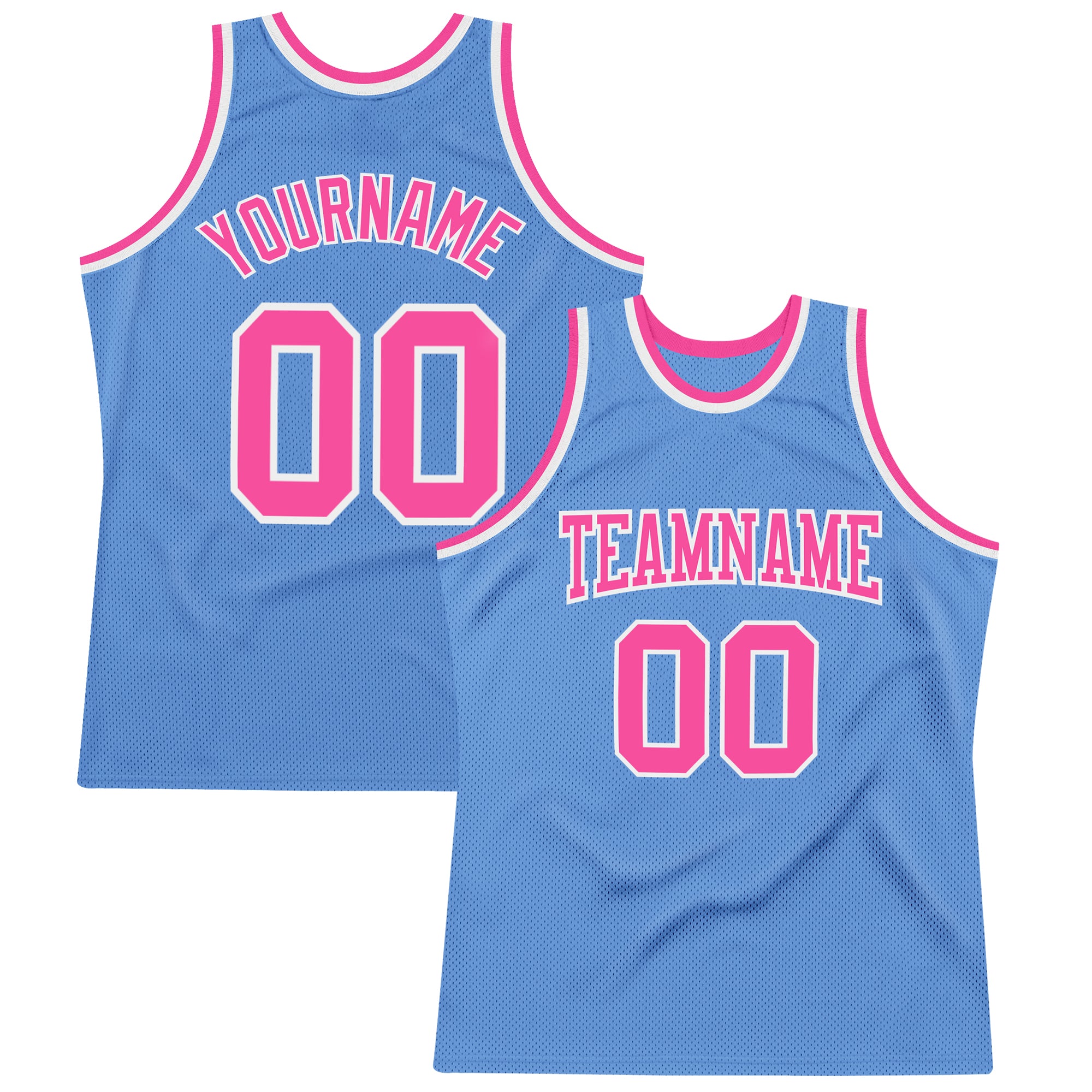 Custom Personalized Basketball Jersey with Name and Number - Light Blue Pink-White Authentic Throwback Design Personalized