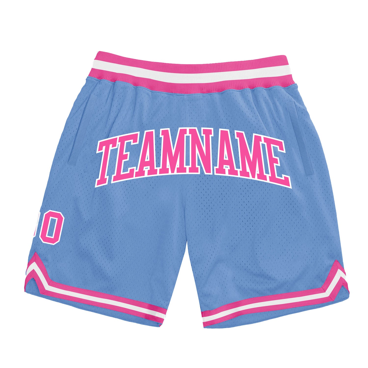 Custom Team Name Number Basketball Shorts Light Blue Pink White Authentic Throwback Personalized Light Blue Pink-White Authentic