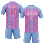 Personalized Geometric Shape Volleyball Jersey - Light Blue Pink-White Sublimation Uniform Personalized Light Blue Pink-White