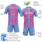Personalized Geometric Shape Volleyball Jersey - Light Blue Pink-White Sublimation Uniform Personalized Light Blue Pink-White