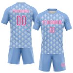 Custom Name Number Volleyball Jersey - Personalized Light Blue Pink-White Geometric Shape Uniform Personalized Light Blue