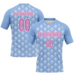 Custom Name Number Volleyball Jersey - Personalized Light Blue Pink-White Geometric Shape Uniform Personalized Light Blue