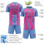 Custom Soccer Jersey with Name and Number - Personalized Light Blue Pink-White Irregular Shapes Uniform Personalized Light