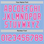 Custom Authentic Baseball Jersey with Personalized Name and Number - Light Blue Pink-White Line Design Personalized Light