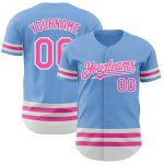 Custom Authentic Baseball Jersey with Personalized Name and Number - Light Blue Pink-White Line Design Personalized Light