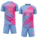 Custom Soccer Jersey with Personalized Name and Number - Light Blue Pink-White Lines Personalized Light Blue Pink-White Line