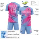 Custom Soccer Jersey with Personalized Name and Number - Light Blue Pink-White Lines Personalized Light Blue Pink-White Line