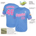 Custom Name and Number Personalized Light Blue Pink-White Mesh Baseball Jersey - Authentic Throwback Team Edition Personalized
