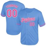 Custom Name and Number Personalized Light Blue Pink-White Mesh Baseball Jersey - Authentic Throwback Team Edition Personalized