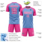 Custom Name and Number Personalized Soccer Jersey Light Blue Pink-White Pinstripe Team Uniform Personalized Light Blue Pink-White