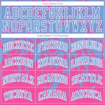 Custom Basketball Jersey with Personalized Name and Number, Light Blue Pink-White Round Neck Sublimation Suit Personalized
